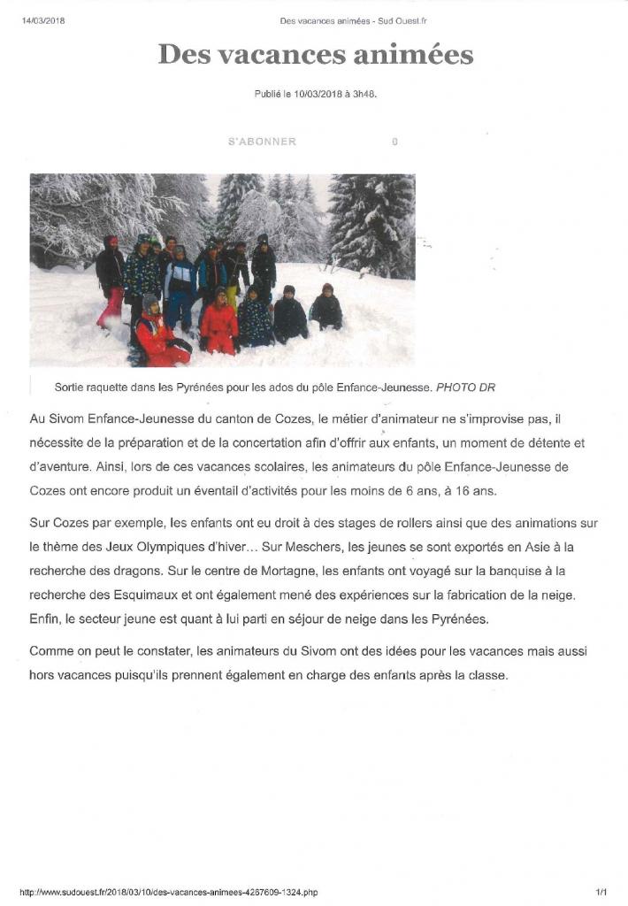 Séjour neige SJ 2018