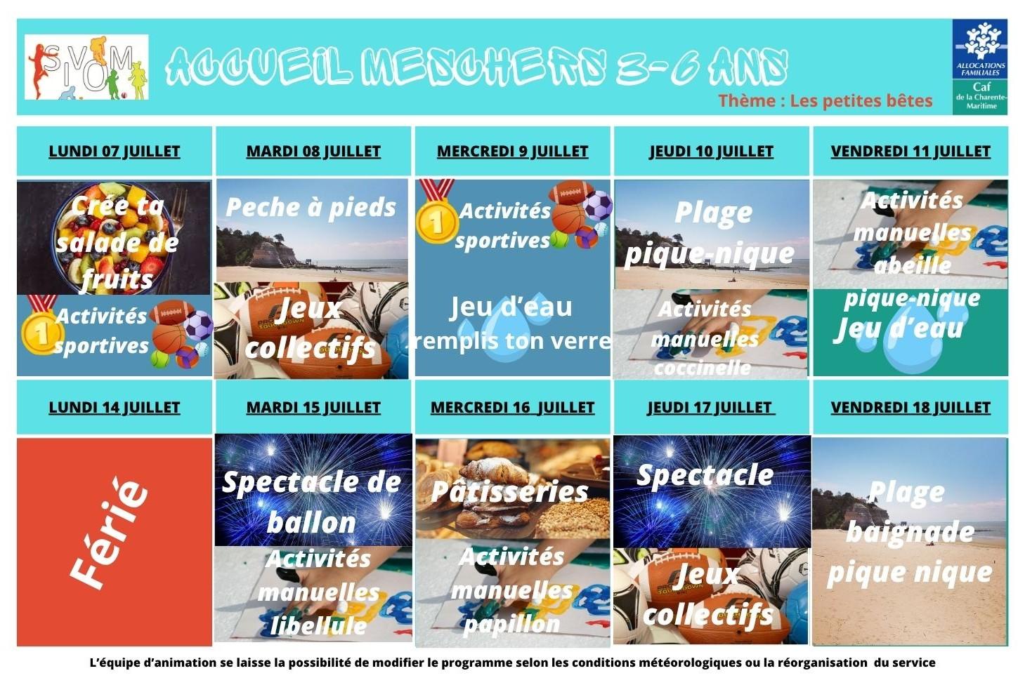 Programme meschers - 6 ans du 07 au 18 juillet