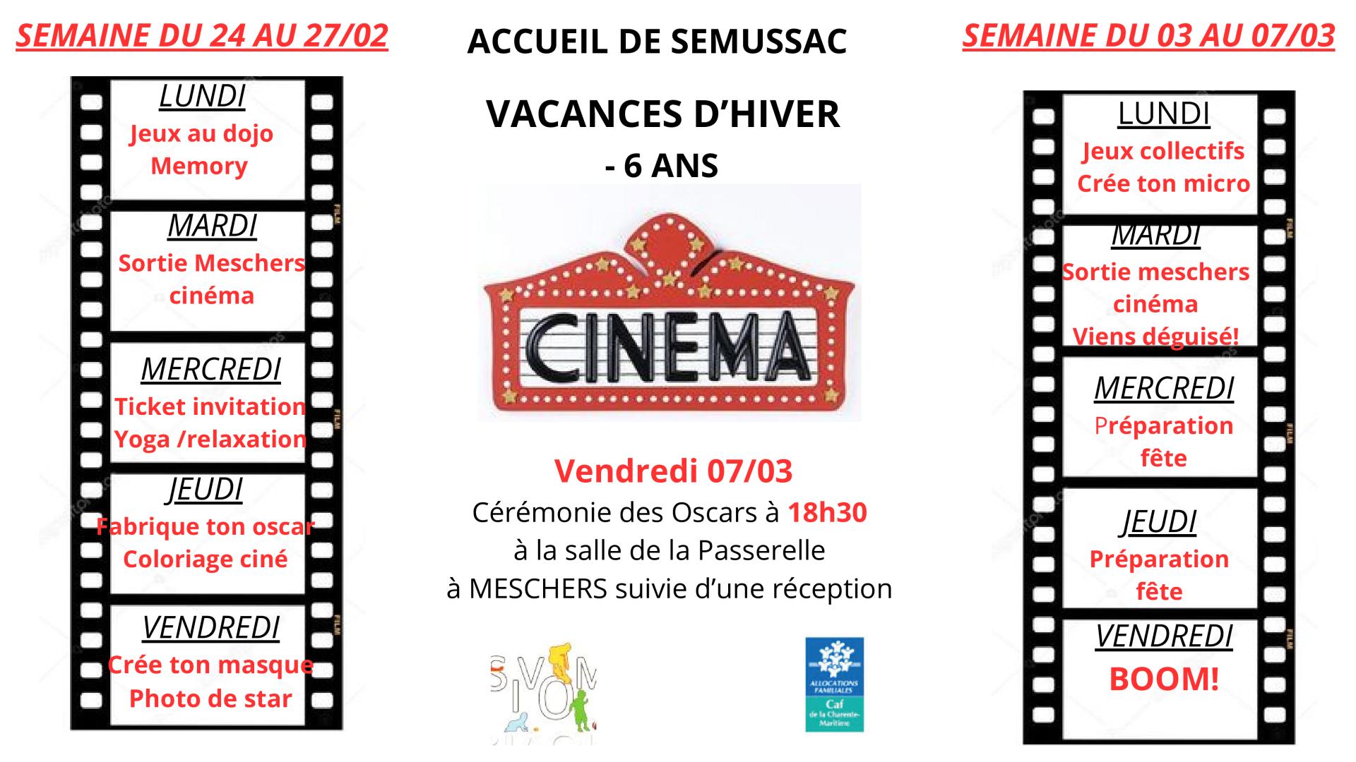 Programme semussac vacances hiver - 6 ans