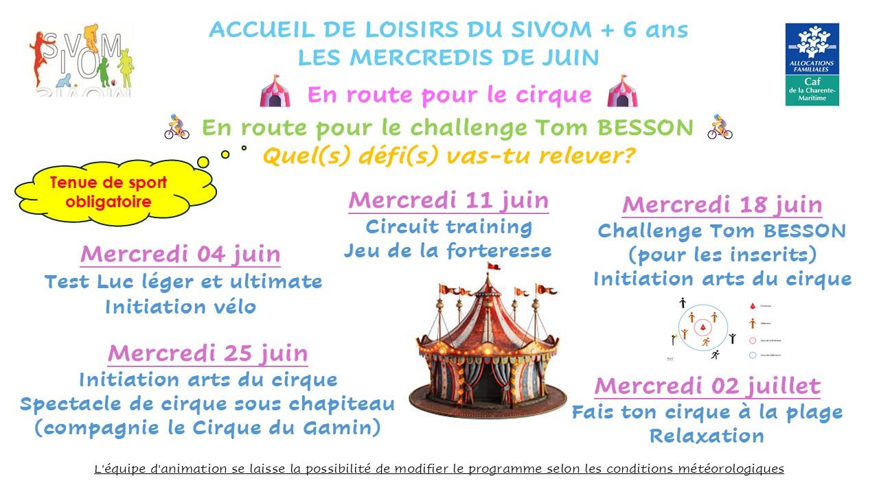 Programme sivom mercredis de juin + 6 ans