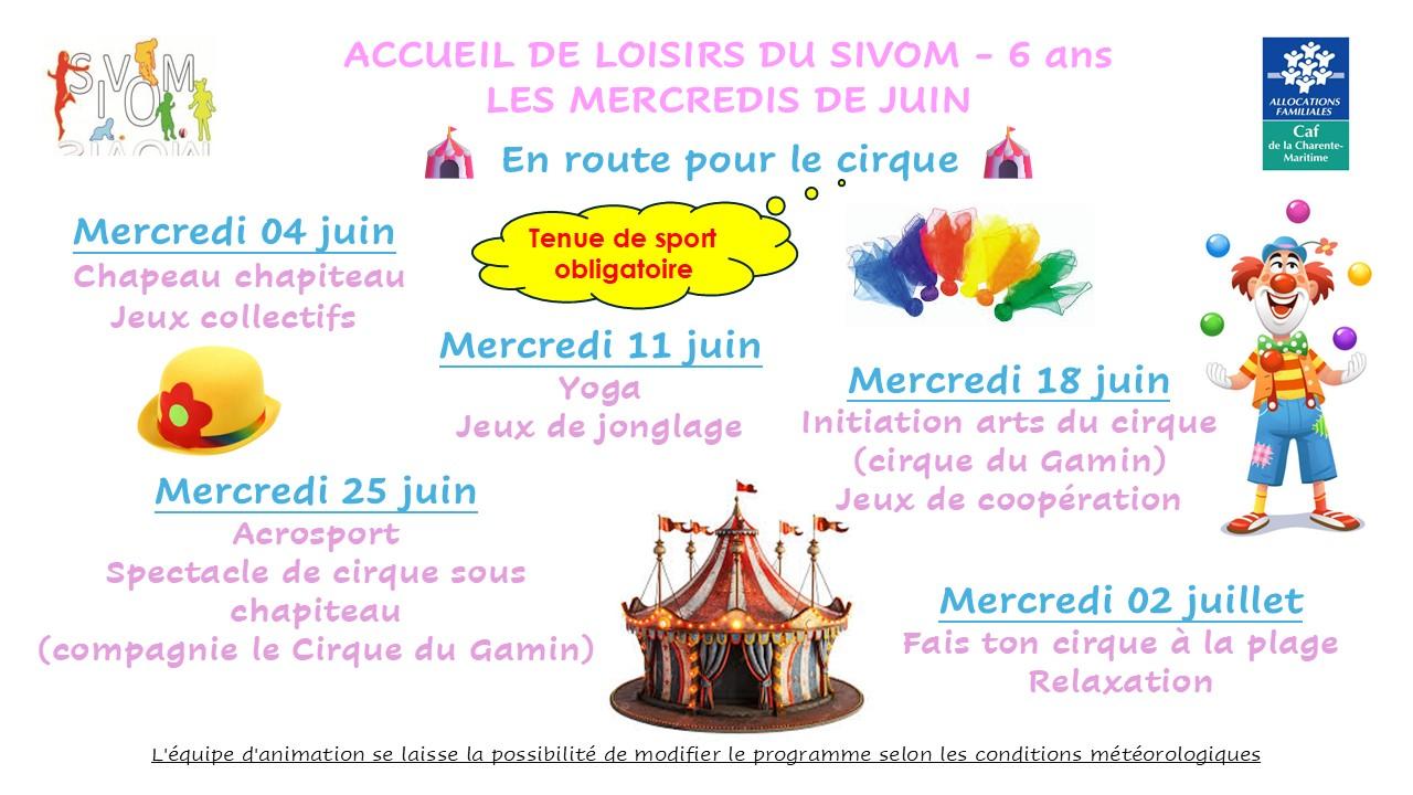 Programme sivom mercredis de juin - 6 ans