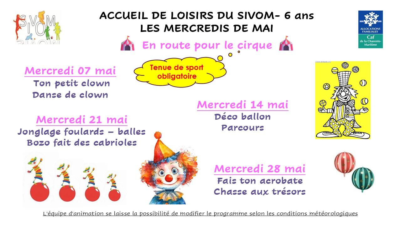 Programme sivom mercredis de mai - 6 ans